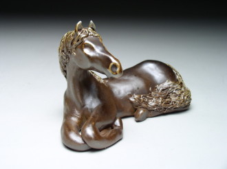"Resting Horse", wood-fired stoneware by Sonya Rydzewski Meeker